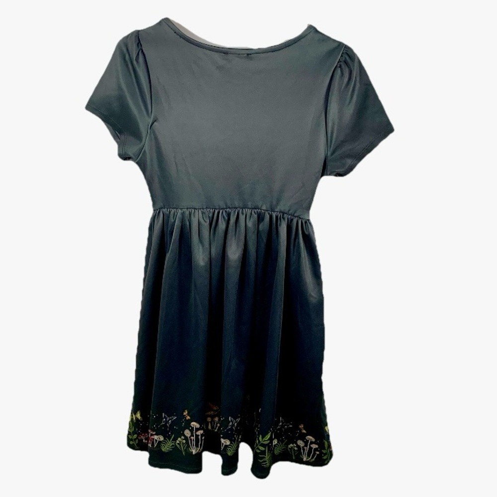 Hot Topic Babydoll Mini Dress XS Black Mushroom Whimsygoth Fairycore Cottagecore - Picture 3 of 15